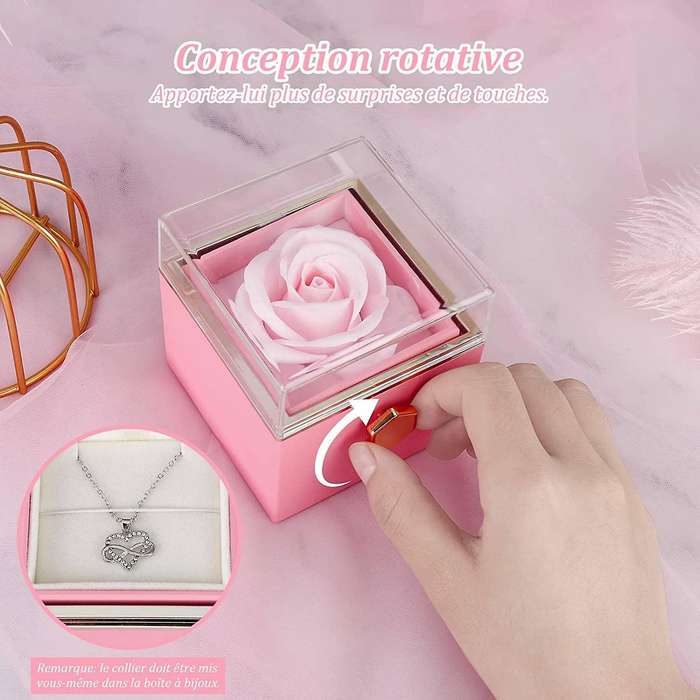 Eternal Rose Floral Necklace Box Valentine's Day Gift for Wedding A