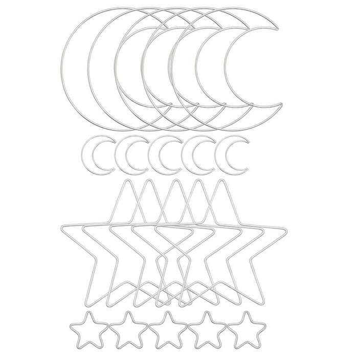 Moon Star Dream Catcher Metal Hoop Rings Circle Macrame for Diy Craft