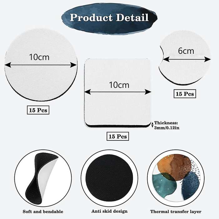 Sublimation Coaster Car Coasters,heat Transfer Cup Mat for Decor