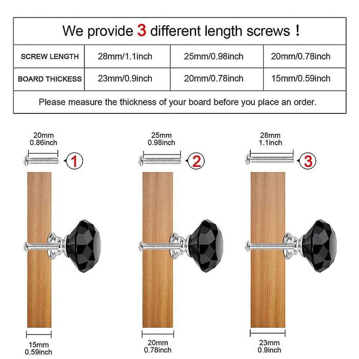 15pack 30mm Crystal Glass Door Cabinet Knobs for Drawers Home Decor