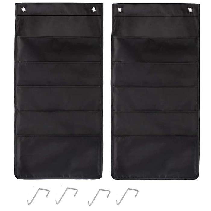 Storage Pocket Chart, 5 Pockets Hanging Wall File Organizer, 2 Pack