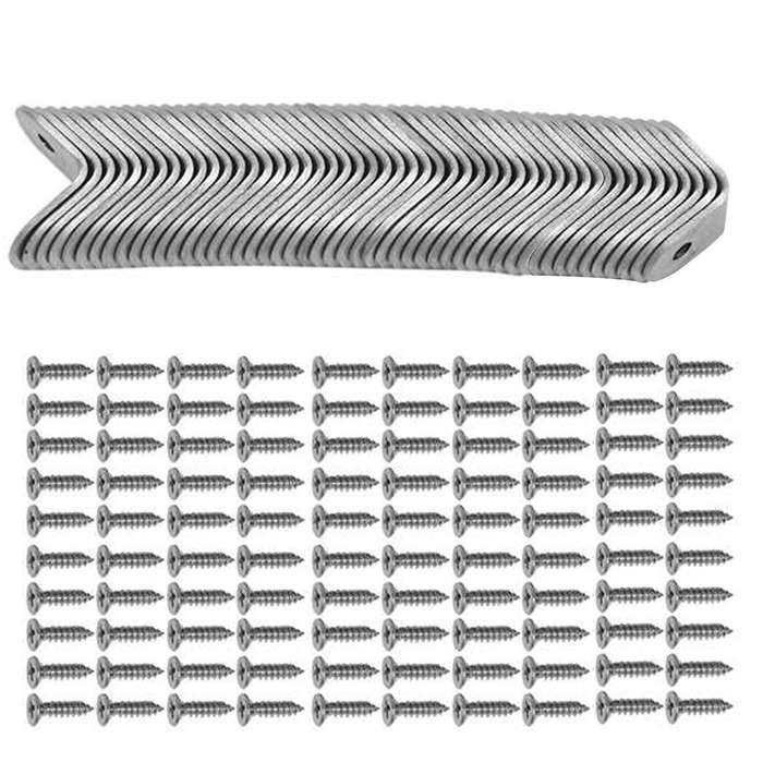 50pcs L Corner Bracket with Screws, for Furniture Bed Frame Cabinets