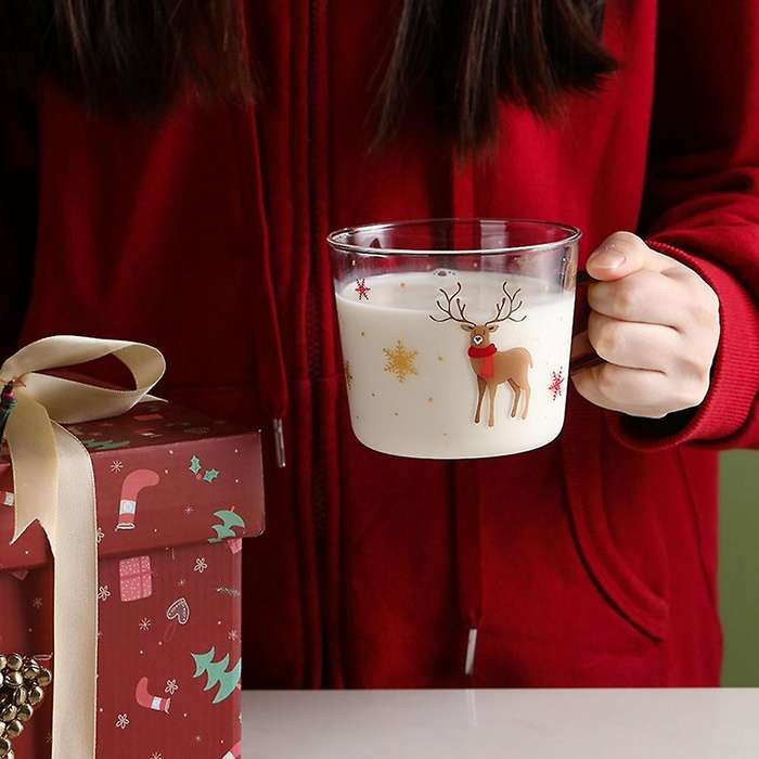 Nordic Rum Round Christmas Water Cup with Gift Box Xmas Tree B