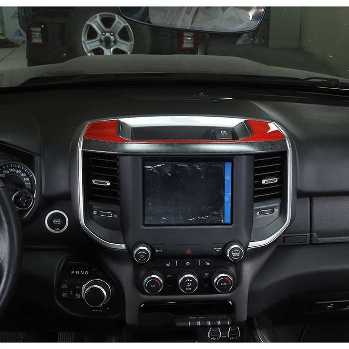 Car Center Console Storage Box Panel Decoration, Red Carbon Fiber