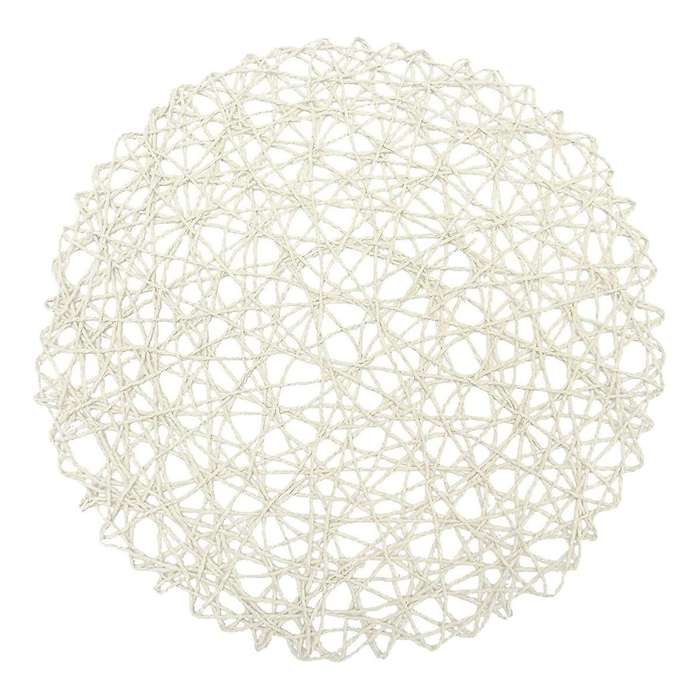 Round Paper Fiber Woven Place Mats Decor 15 Inch Set Of 12 (white)