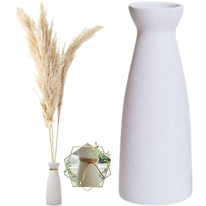 White Ceramic Vase, for Decorative Dried Flowers for Dining Table
