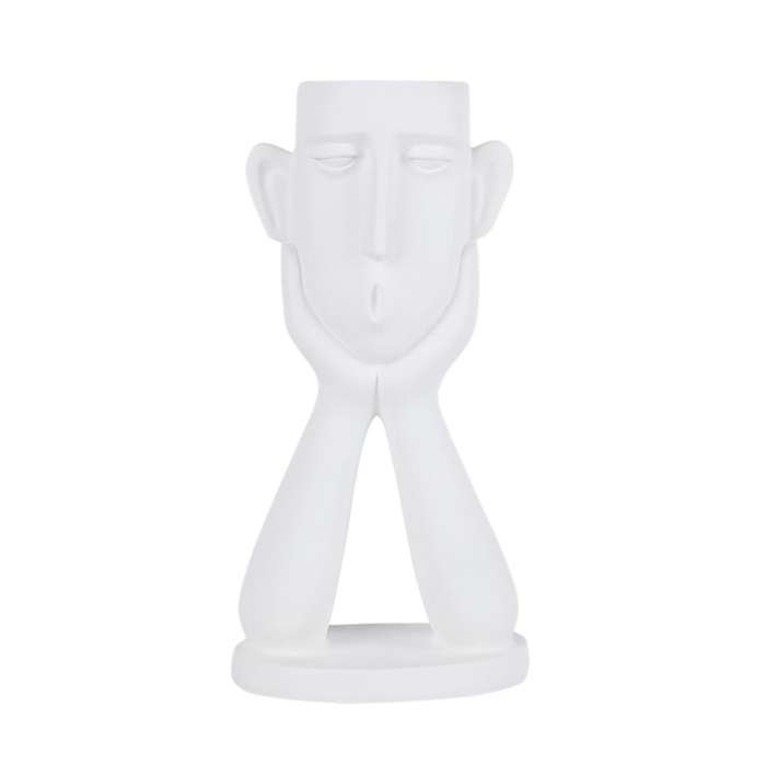 Retro Vase Ornaments with Hands Holding Cheeks Home Decoration White