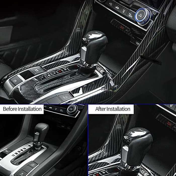 2pcs Panel Trim, Carbon Fiber Shift Box Decoration, Left Hand Drive