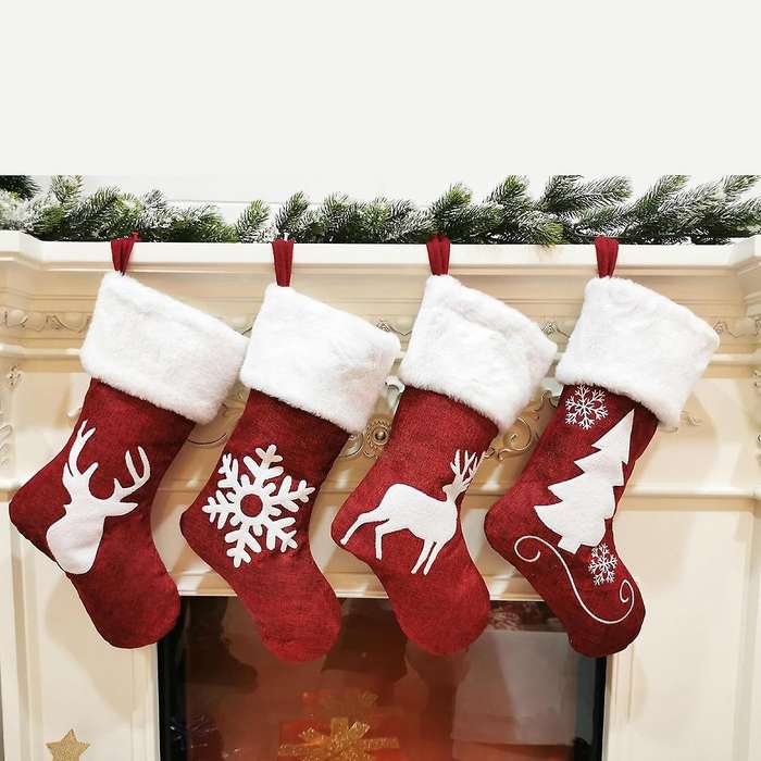 4pack Christmas Stockings Socks Gift Candy Bag for Xmas Tree Ornament