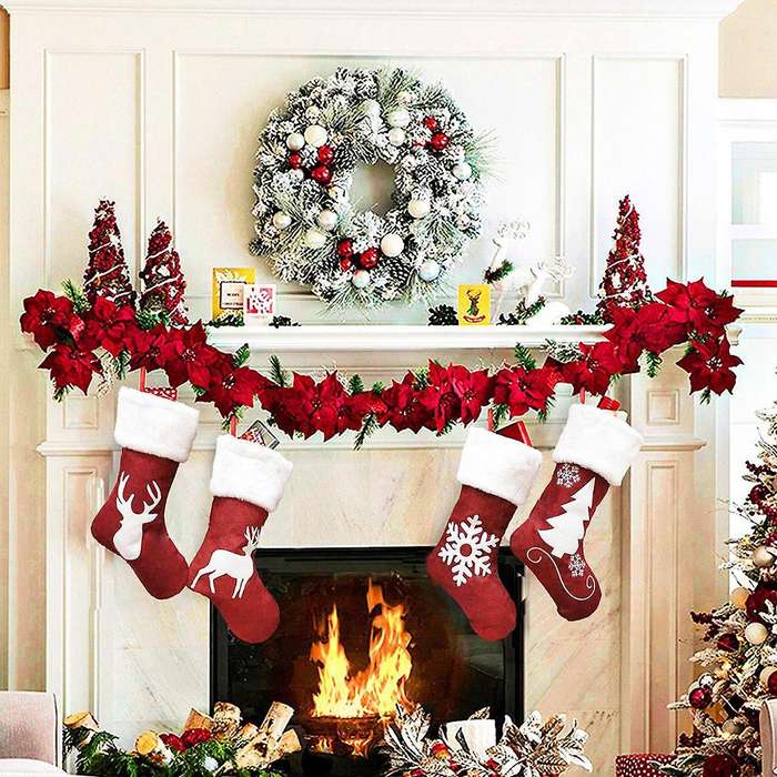 4pack Christmas Stockings Socks Gift Candy Bag for Xmas Tree Ornament