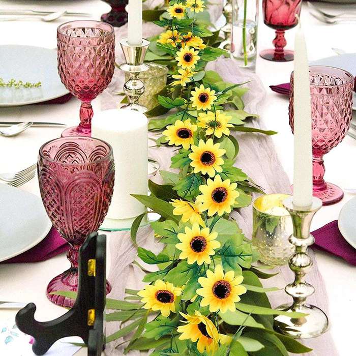8pcs Artificial Sunflower Garlands Faux Silk Sunflower Vines