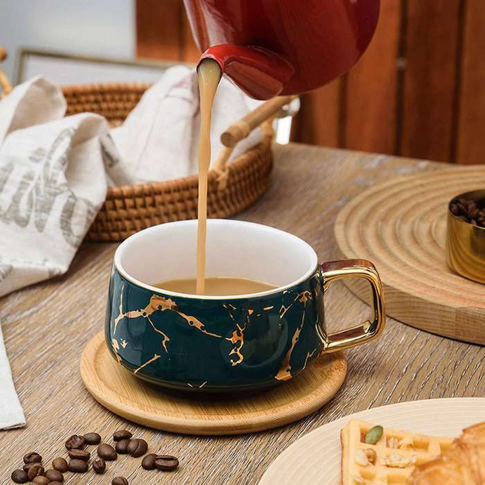 Luxury Gold Inlay Ceramic Marble Mug Coffee Mugs Ceramic Latte Mug A