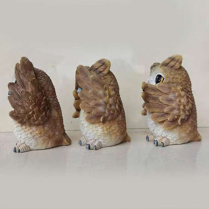 3pcs Polyresin Owl Figurines with Different Gestures,for Home