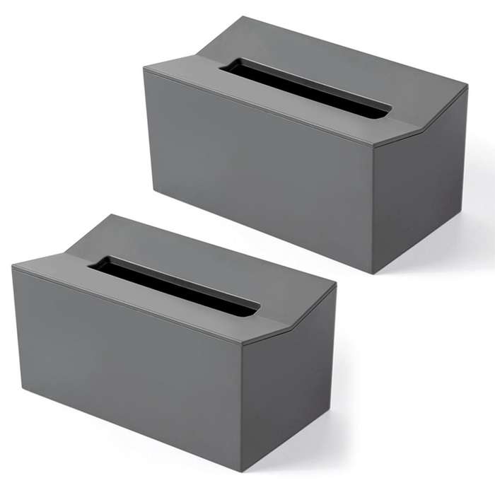 2x Kitchen Tissue Box Cover Napkin Holder for Paper Towels Box Gray