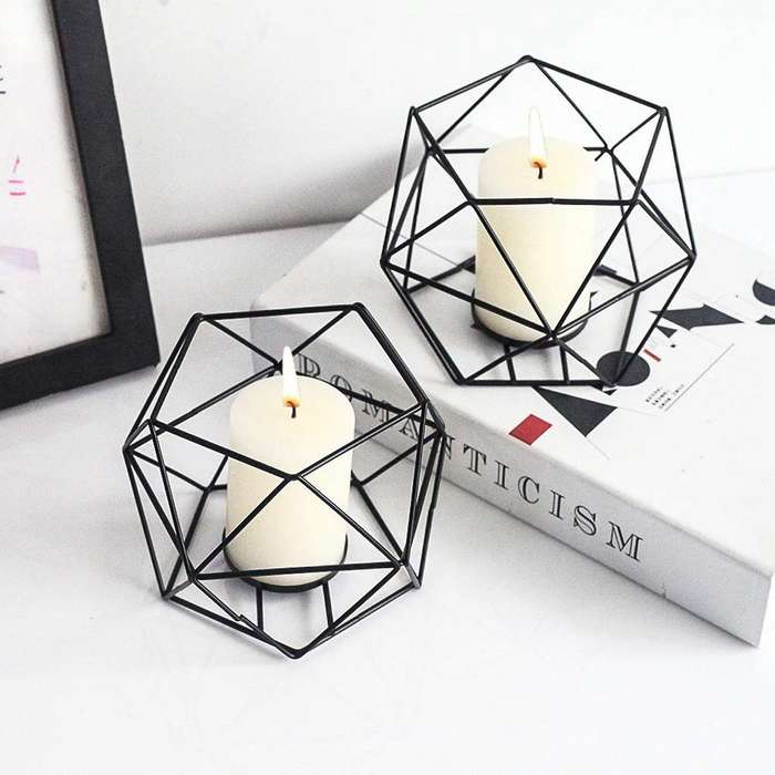 Candle Holder Set Of 2 Geometric Tea Lights Candle Holder for Home C