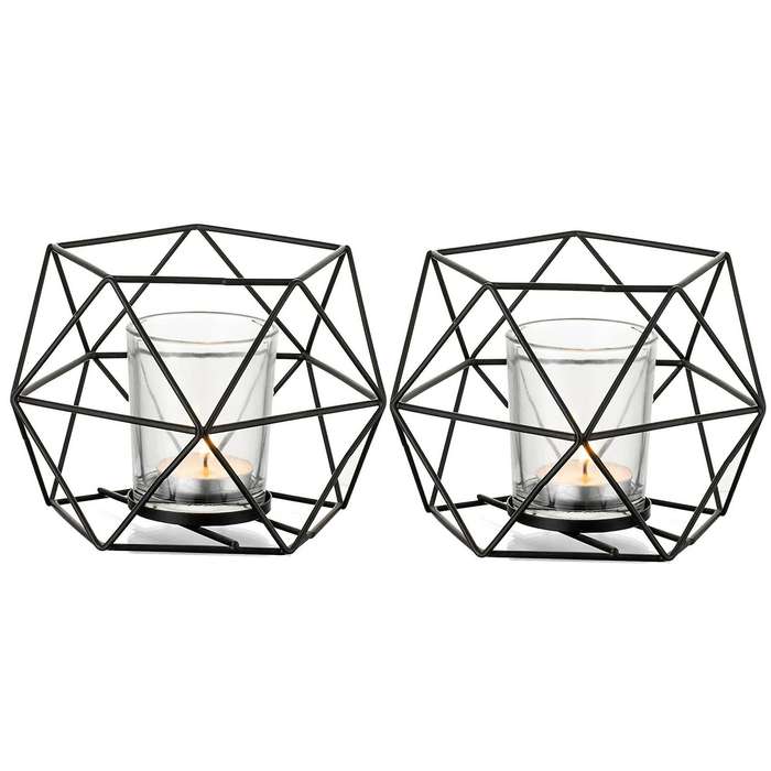Candle Holder Set Of 2 Geometric Tea Lights Candle Holder for Home C