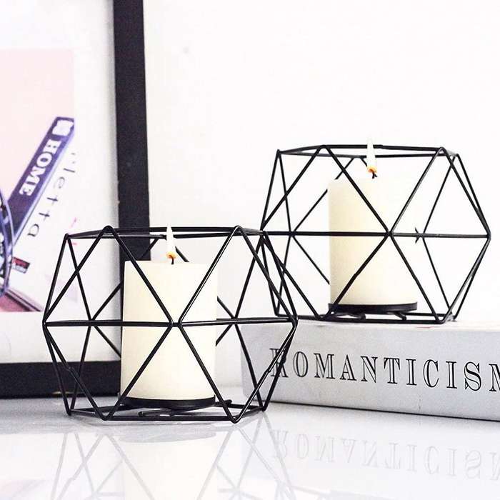 Candle Holder Set Of 2 Geometric Tea Lights Candle Holder for Home C