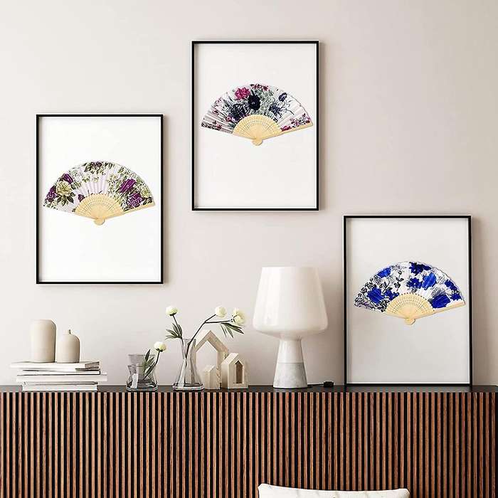 12 Pieces Floral Folding Fans Handheld Fans Vintage Handheld Fan