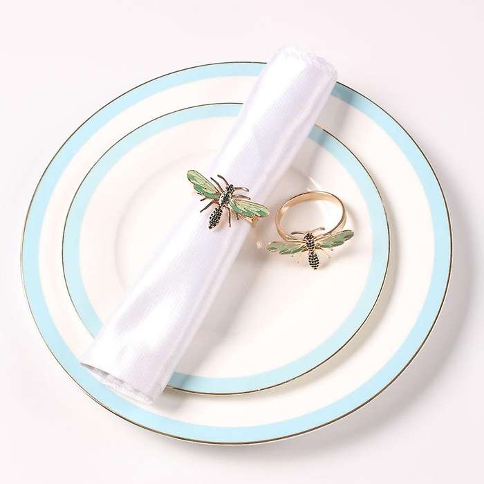 10pcs The Bee Napkin Buckle Napkin Ring Alloy Green Insect Buckle
