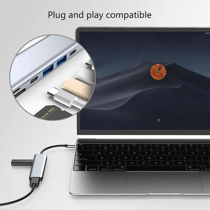 Type C to Hdmi-compatible 4k Usb-c 3.0 Adapter Hub for Macbook