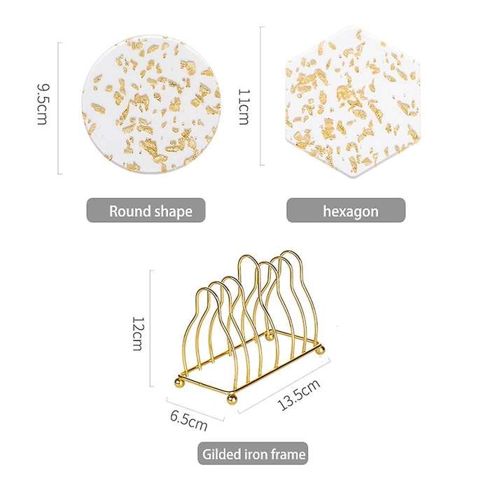 Acrylic Gold Foil Coaster Heat Insulation Table Mat Anti-skid,hexagon