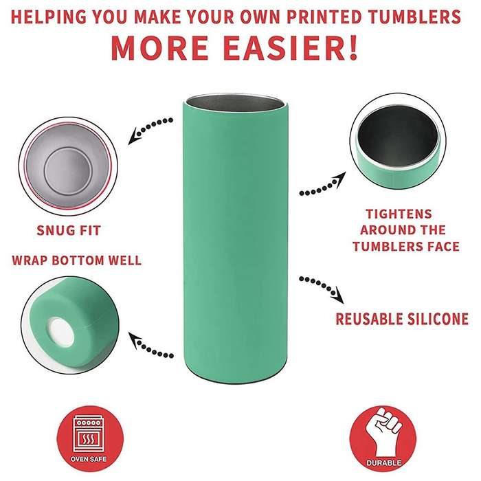 Seamless Silicone Sleeve for Full Wrap Tumbler Blanks Sublimation A