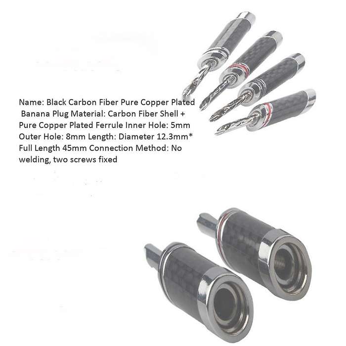 8pcs Banana Plugs Hi-end Hifi Diy Carbon Fiber Copper Plated