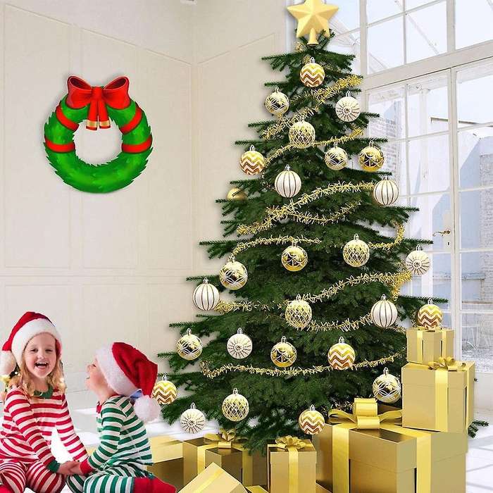 Christmas Ball Ornaments Xmas Tree Pendants Gold White Anti-fall