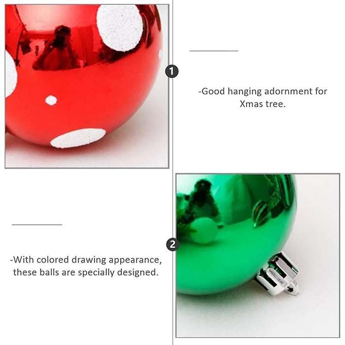 Christmas Tree Decoration Green and Red Painted Christmas Ball Set