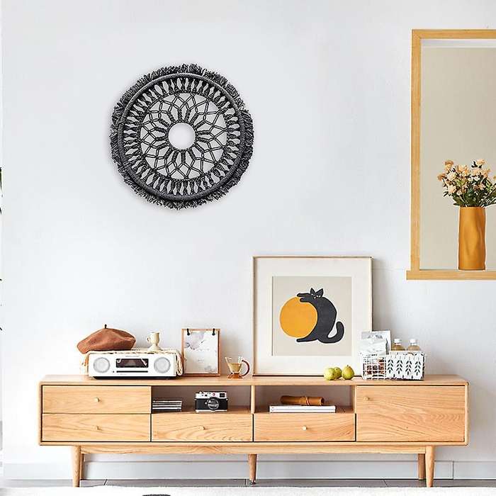 Black Boho Decor Round Tapestry Wall Gothic Home Decor 40cm/16inch