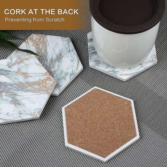 Coasters for Drinks Absorbent, for Wooden Table with Metal Holder