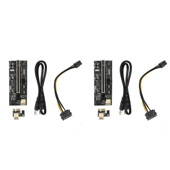 8x 16x Extender Pcie Riser Adapter Card Sata 6pin Power Black(2set)
