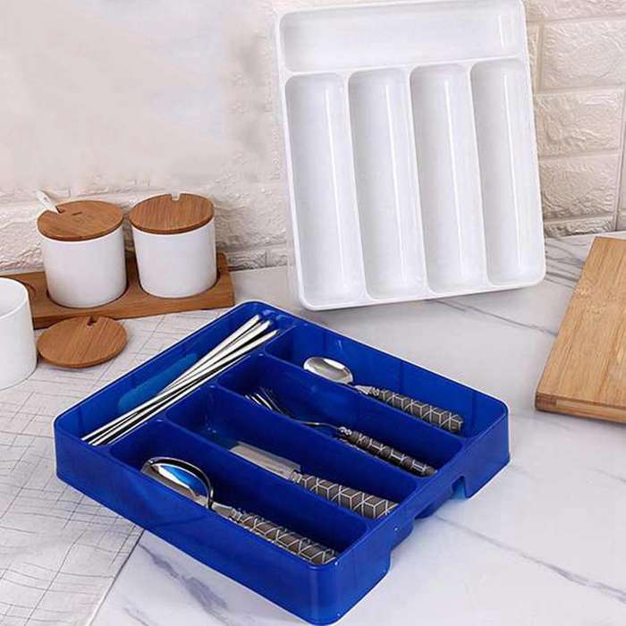 Drawer Tray Spoon Cutlery Separation Finishing Storage Box White