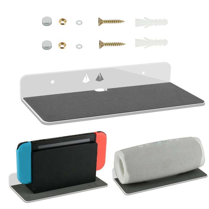 Acrylic Wall Mount Display Shelf for Bluetooth Speaker, Webcam-white