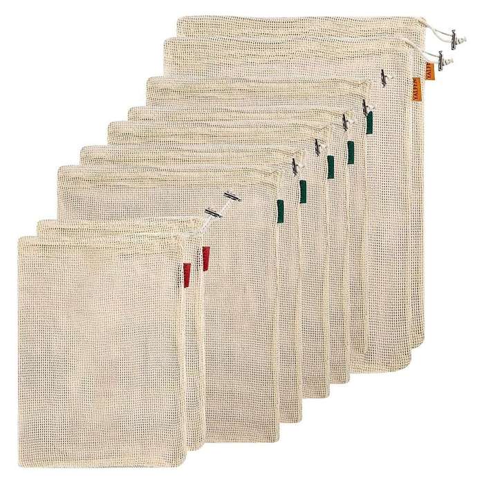 9 Pcs Set Of Reusable Mesh Produce Bags for Grocery