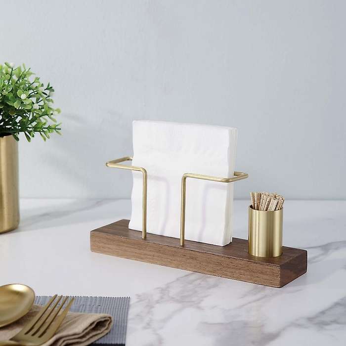 Solid Wood Tissue Holder Home for Table Kitchen Office Decoration D