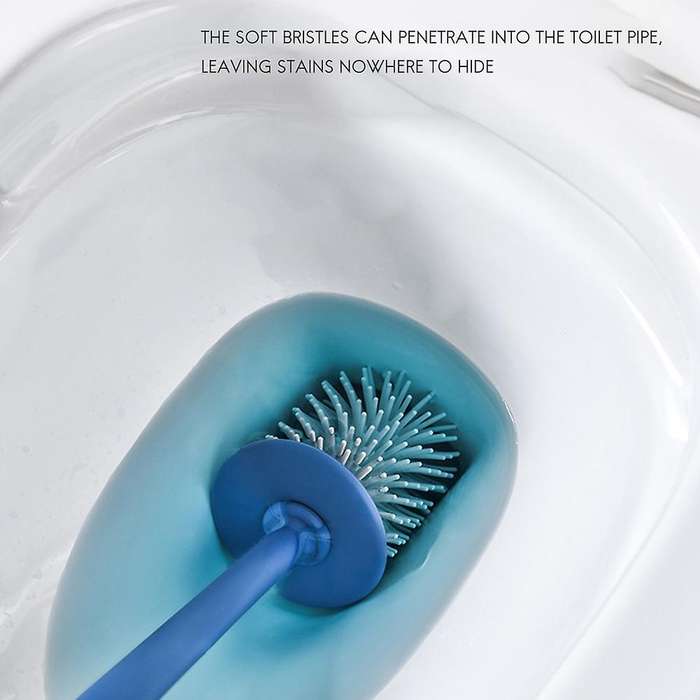 Wall-mounted 3 In 1 Long Handle Toilet Brush Holders Set Blue