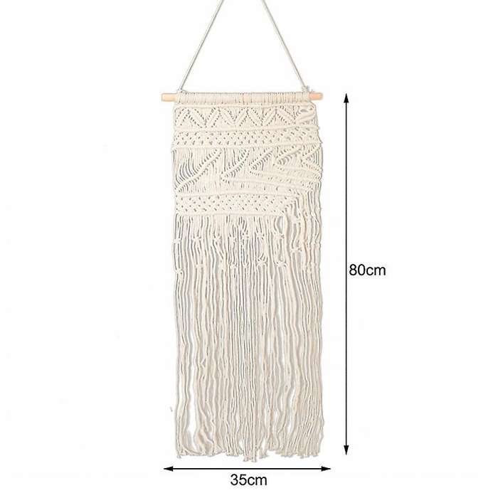 Macrame Wall Hanging Tapestry with Tassel for Boho Backdrop Decor