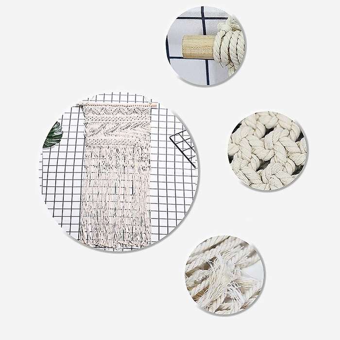 Macrame Wall Hanging Tapestry with Tassel for Boho Backdrop Decor
