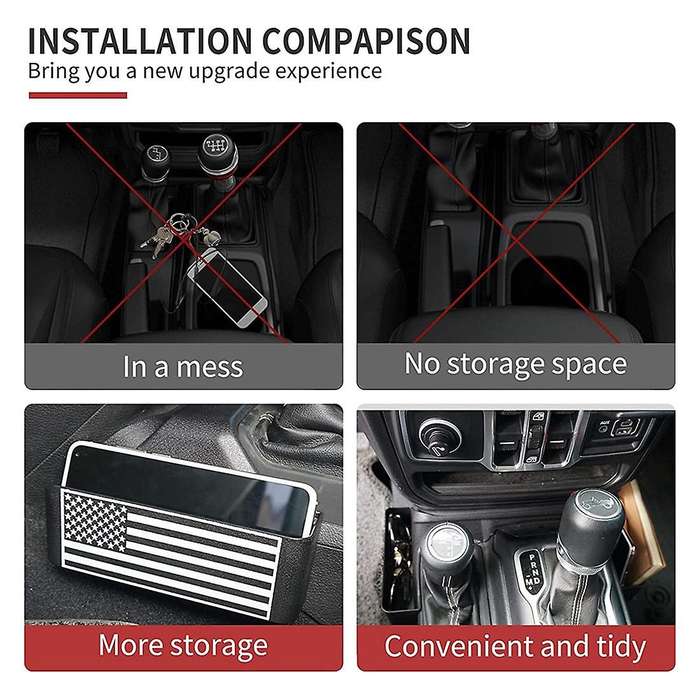 Gear Tray for Jeep Wrangler Jl Gladiator Jt, Black+white Flag