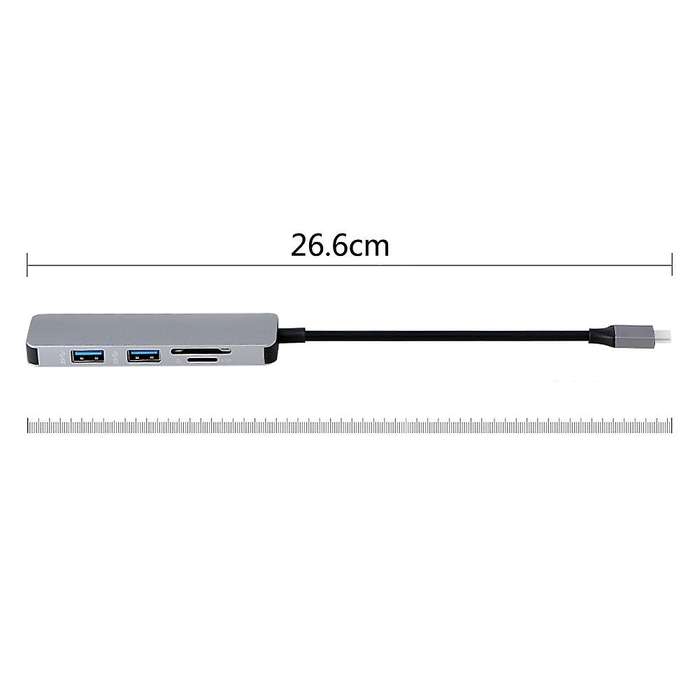 Aluminium 5 In 1 Usbcard Reader for Macbook Type C Hub Adapter