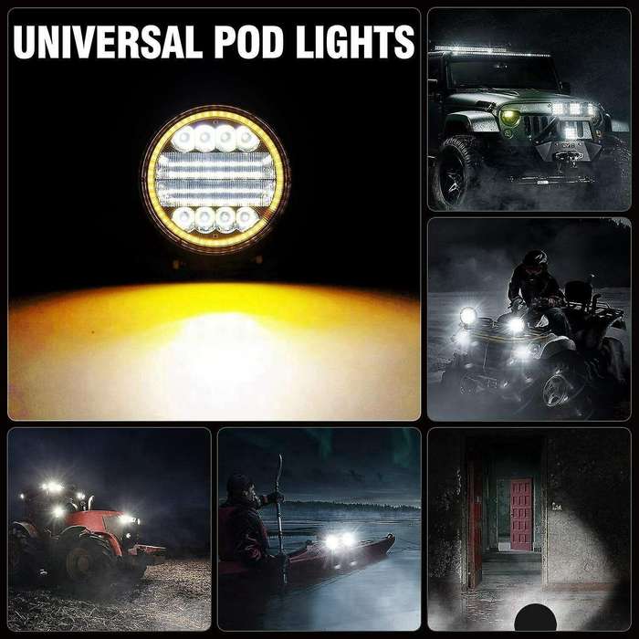 2x 4 Inch 200w Led Work Light Combo Off Road Driving Amber Fog Lamp