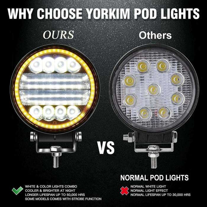 2x 4 Inch 200w Led Work Light Combo Off Road Driving Amber Fog Lamp