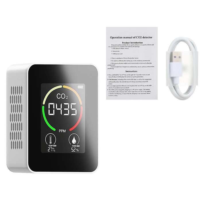 Co2 Detector Thermo-hygrometer Detector Air Quality Monitor White