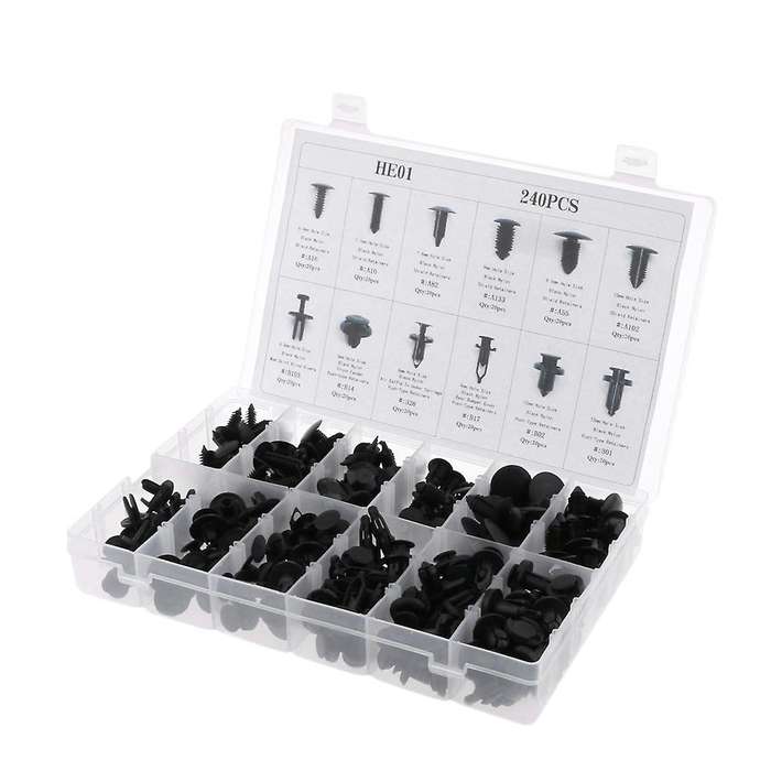 240 Piece Push Retainer Assortment Kit for Ford Honda with Clear Case