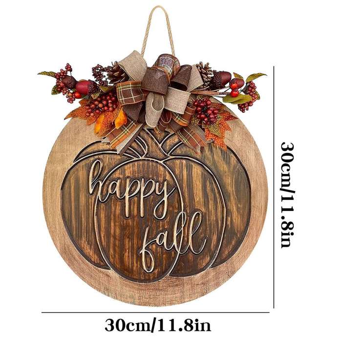 Kitchen Thanksgiving Pumpkin Wreath Window Door Wall Decor Hanging