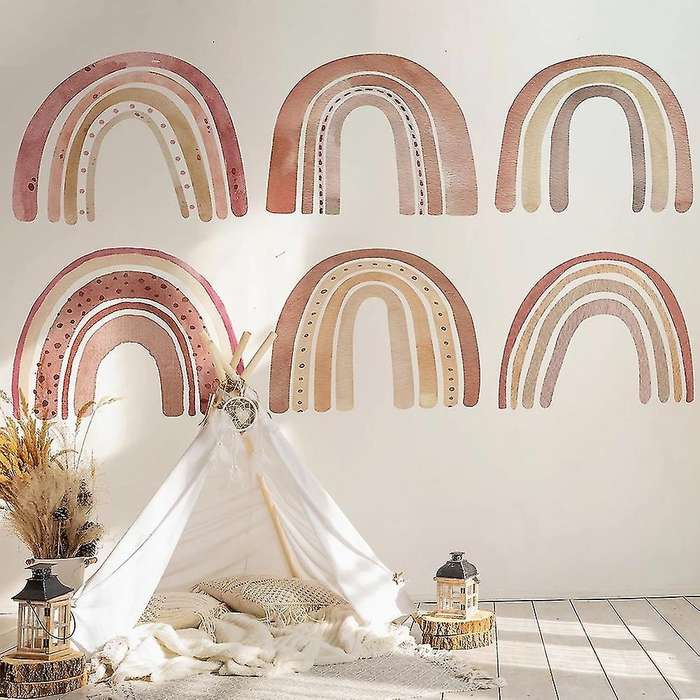Watercolour Brown Big Rainbow Wall Stickers for Children's Decor,l