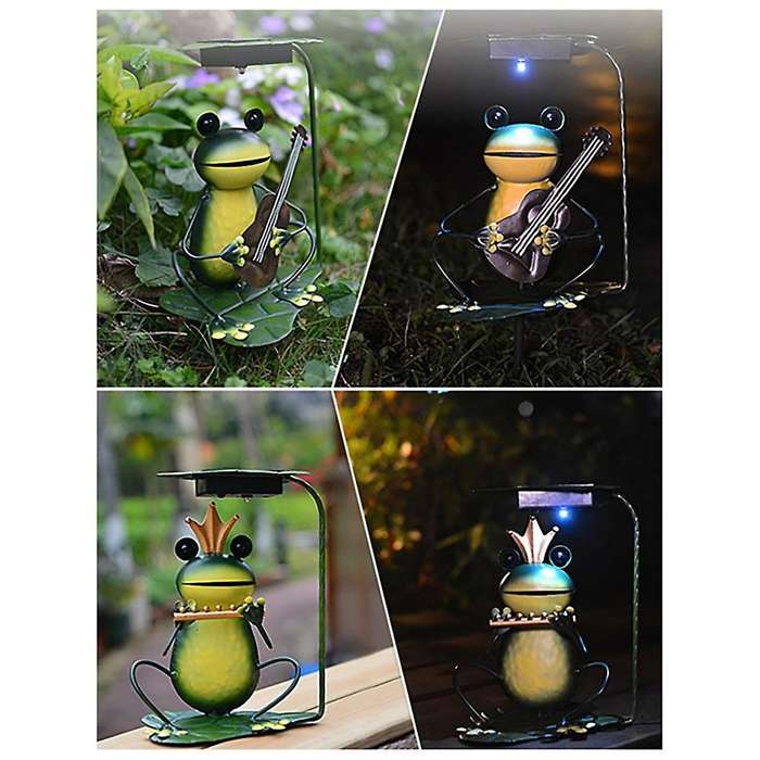 Solar Lights Frog Metal Cute Frog Garden Frog Lights,bagpipe Style