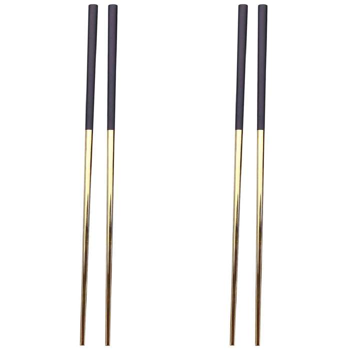 10 Pairs Chopsticks Stainless Steel Chinese Gold Black Chop Sticks