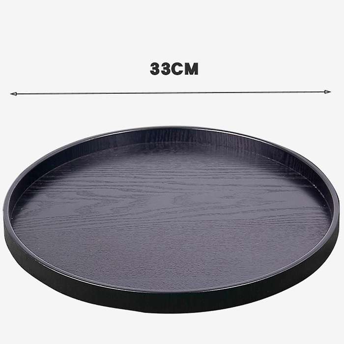 Round Solid Wooden Tea Table Tray Snack Food Chinese Tea Tray Black